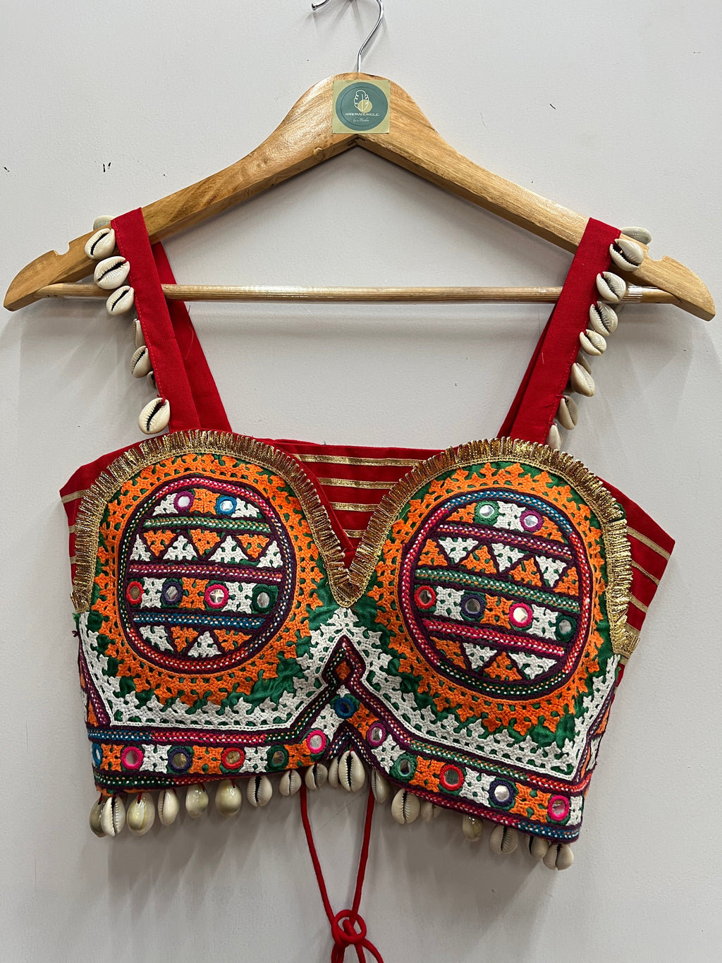 RED CIRCLE SPAGHETTI KUTCHI BLOUSE HANDMADEAHOLIC BY MISHKA