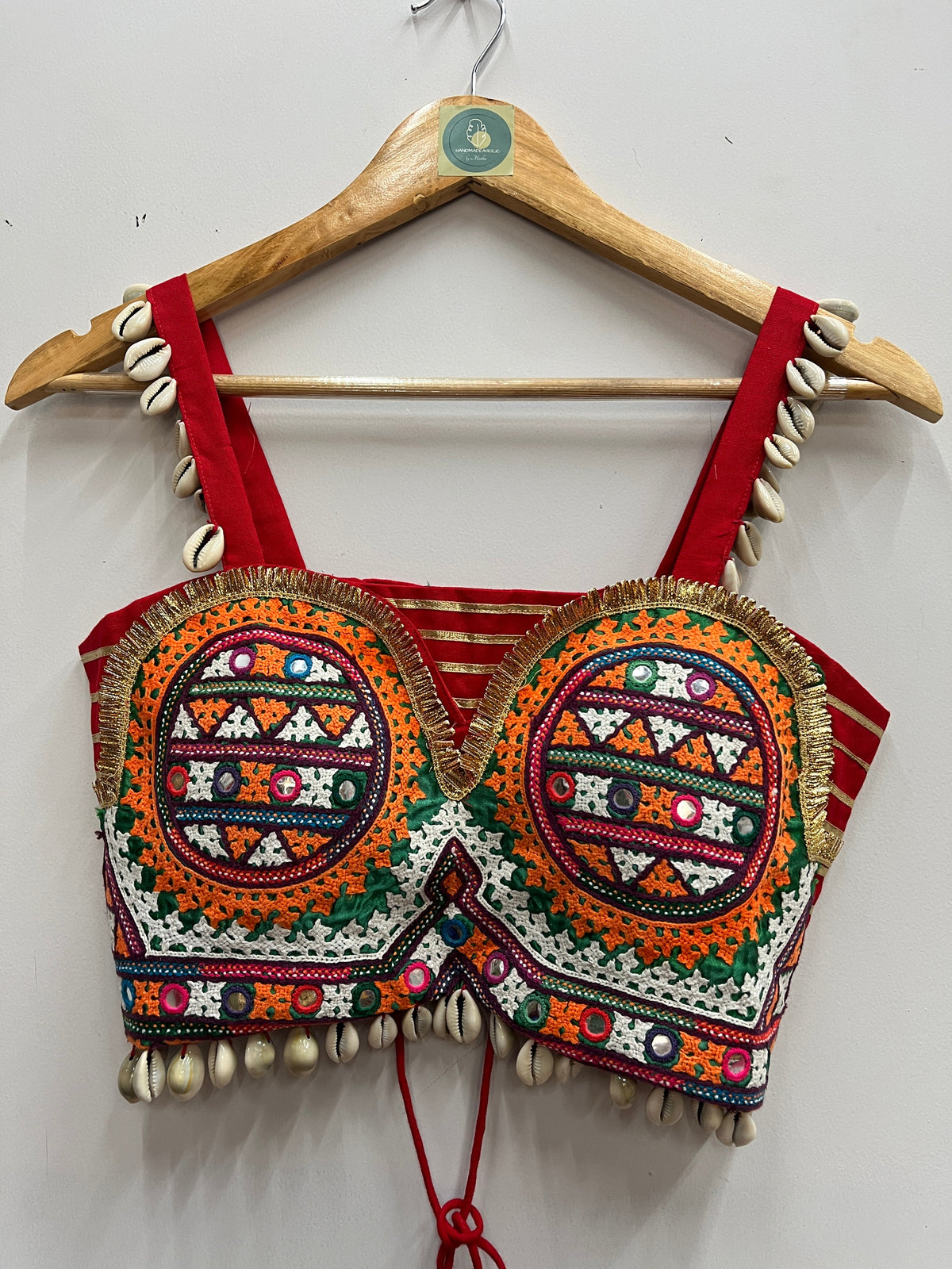 RED CIRCLE SPAGHETTI KUTCHI BLOUSE HANDMADEAHOLIC BY MISHKA