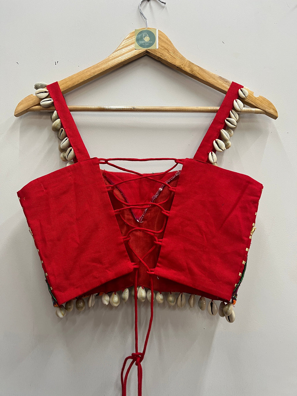 RED CIRCLE SPAGHETTI KUTCHI BLOUSE HANDMADEAHOLIC BY MISHKA