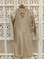BEIGE BANDHANI BOYS KURTA RAAS'26