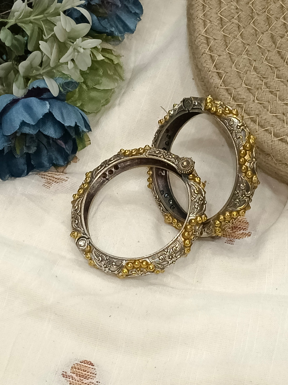 Sarswati German Silver Kada