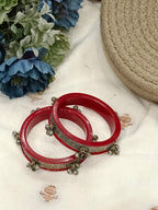 Heer Red  German Silver Bangles