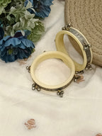 Heer Off White German Silver Bangles