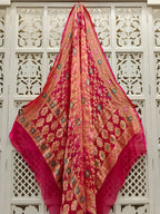 Rani Pink Pure Georgette Minakari Bandhani Dupatta