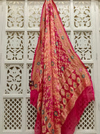 Rani Pink Pure Georgette Minakari Bandhani Dupatta