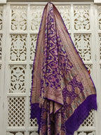 Dark Purple Pure Georgette Minakari Bandhani Dupatta