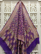Dark Purple Pure Georgette Minakari Bandhani Dupatta