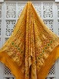 Mustard Pure Georgette Minakari Bandhani Dupatta