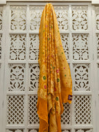 Mustard Pure Georgette Minakari Bandhani Dupatta