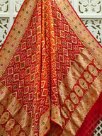 Orange and Red Pure Georgette Bandhani Dupatta