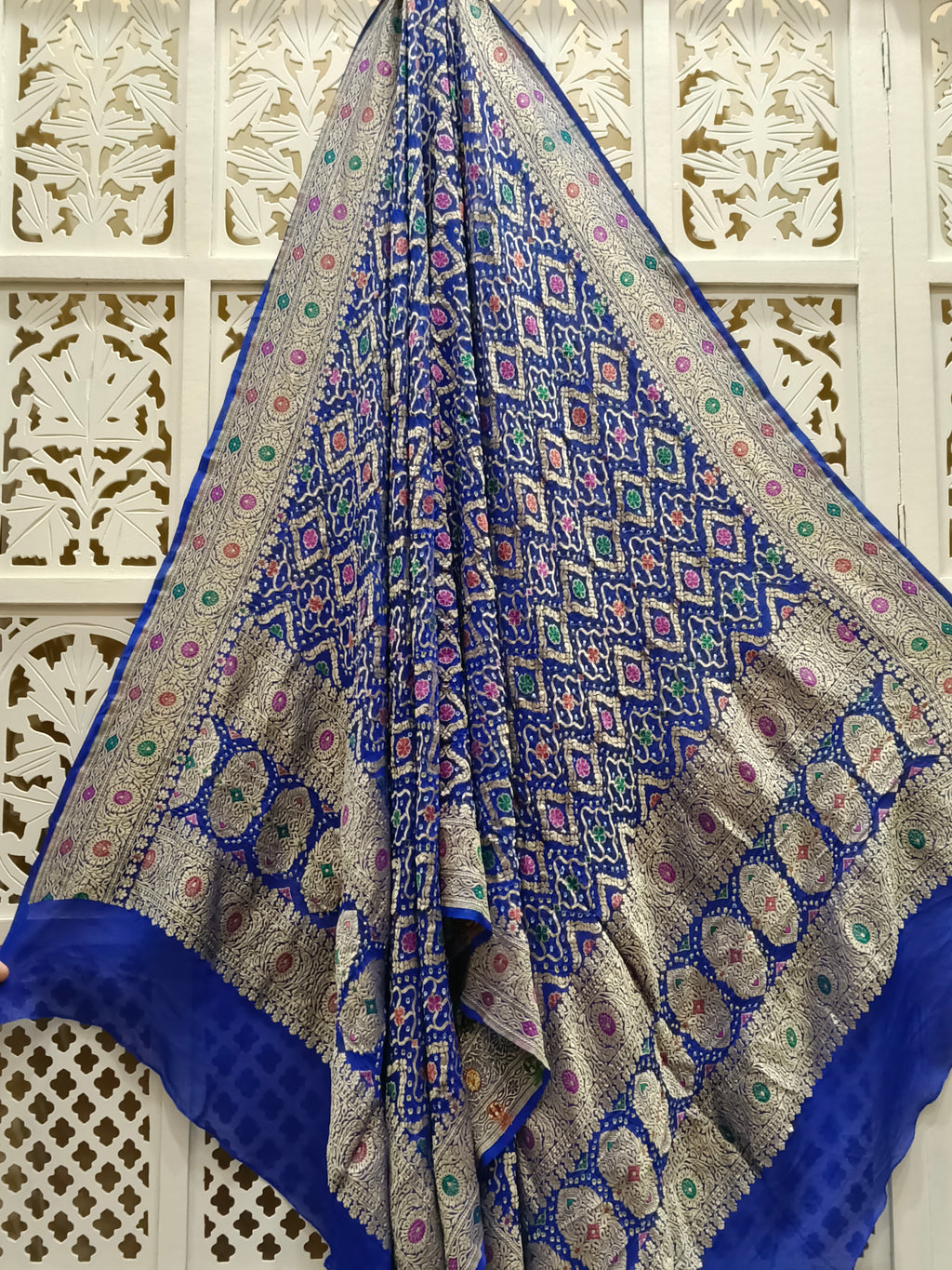 Royal Blue Pure Georgette Bandhani Dupatta
