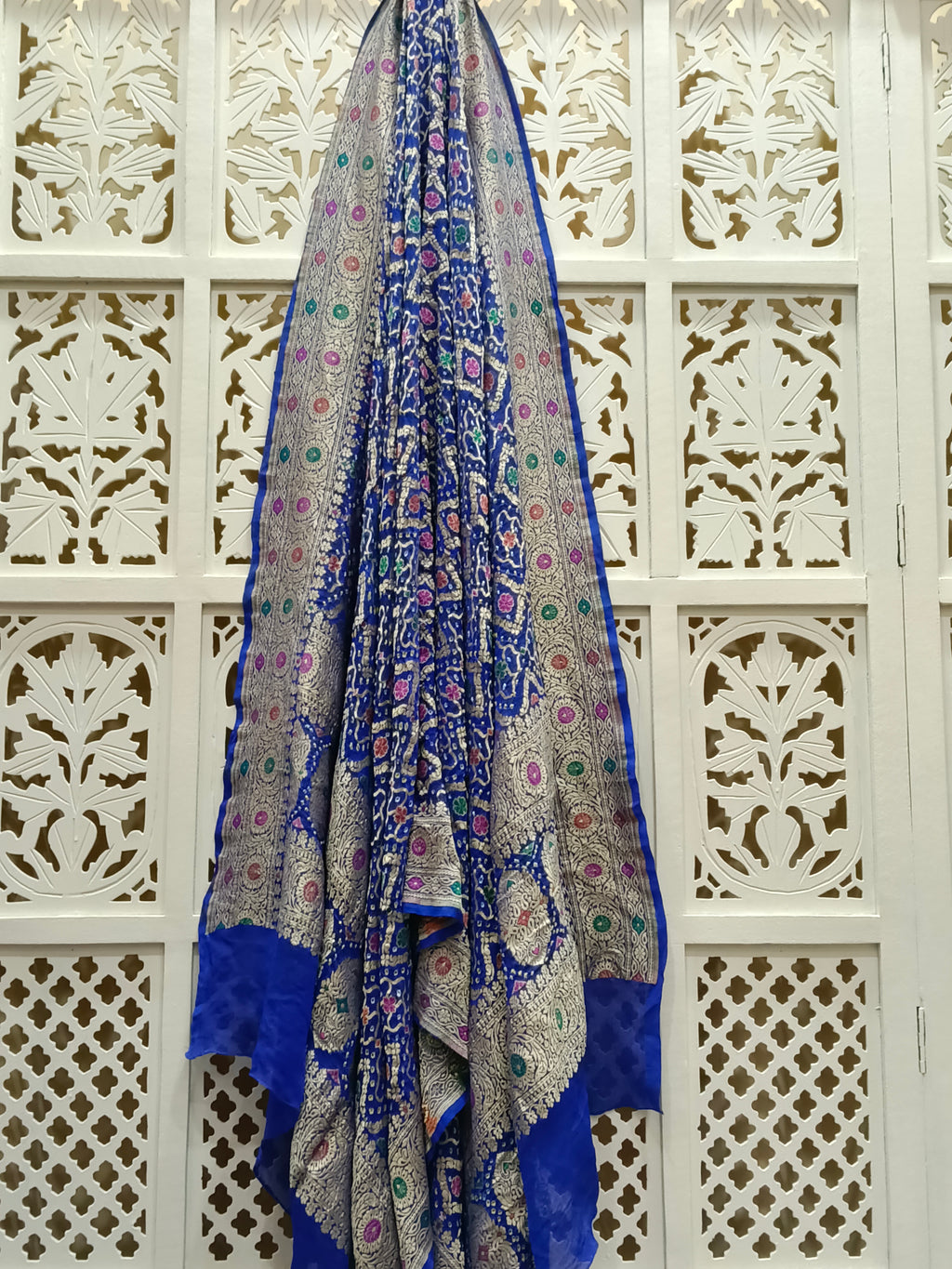 Royal Blue Pure Georgette Bandhani Dupatta