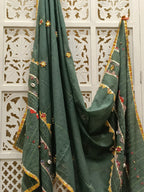 Dark Green Ajrakh Cotton Dupatta