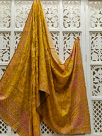 Mustard Handwork Chinon Dupatta