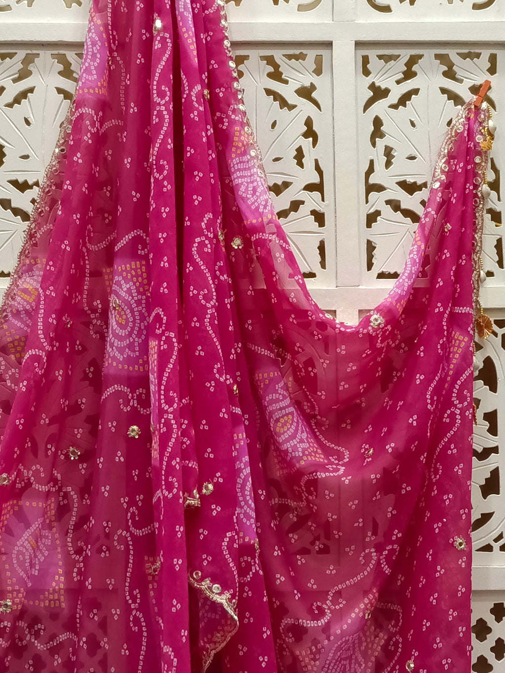 Pink Lehriya Dupatta