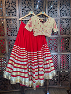 RED MULTI LAMPI CHANIYA CHOLI RAAS'25 HANDMADEAHOLIC BY MISHKA