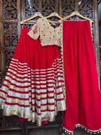 RED MULTI LAMPI CHANIYA CHOLI RAAS'25 HANDMADEAHOLIC BY MISHKA