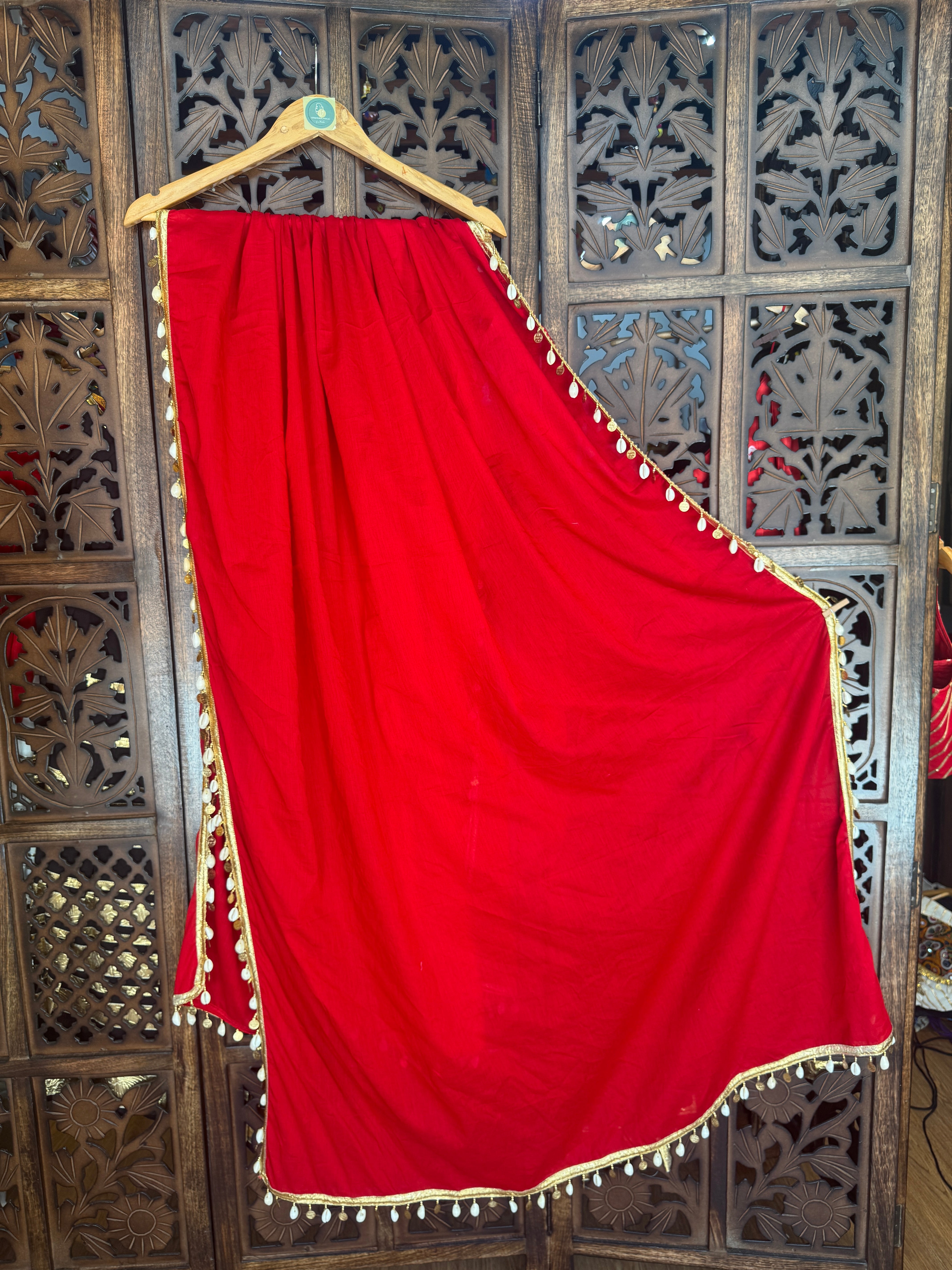 RED DUPATTA HANDMADEAHOLIC BY MISHKA