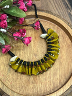 MUSTARD BLACK BALL BOHO NECKLACE HANDMADEAHOLIC BY MISHKA