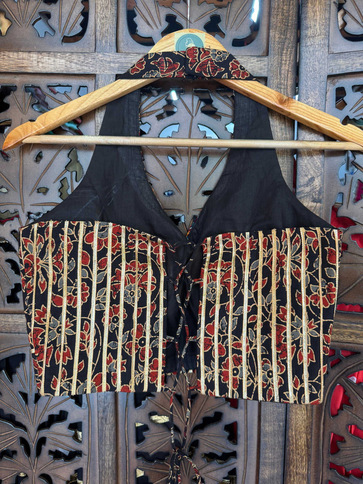 BLACK AJRAKH HULTER BLOUSE HANDMADEAHOLIC BY MISHKA