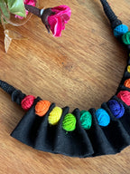 BLACK MULTI BALL BOHO NECKLACE HANDMADEAHOLIC BY MISHKA