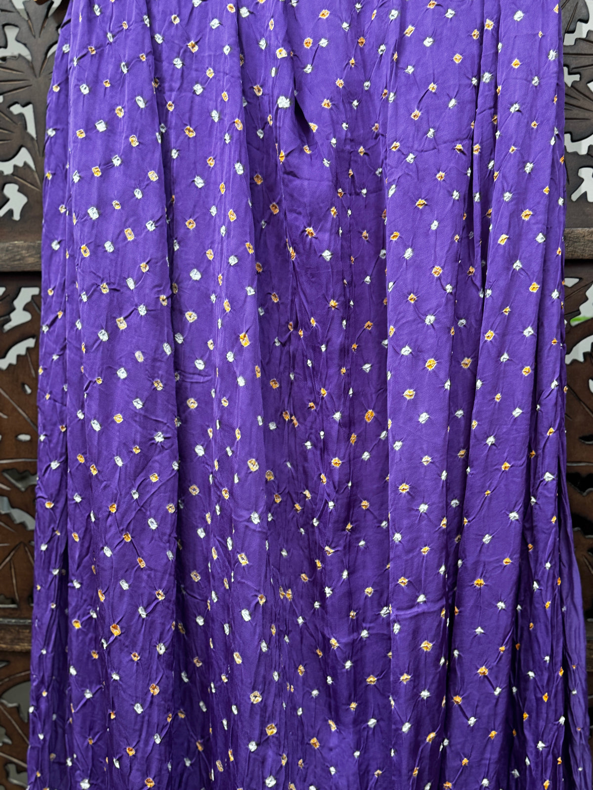 Royal Purple Hand-Tied Modal Silk Bandhani Dupatta with Heritage Zari Border HANDMADEAHOLIC BY MISHKA