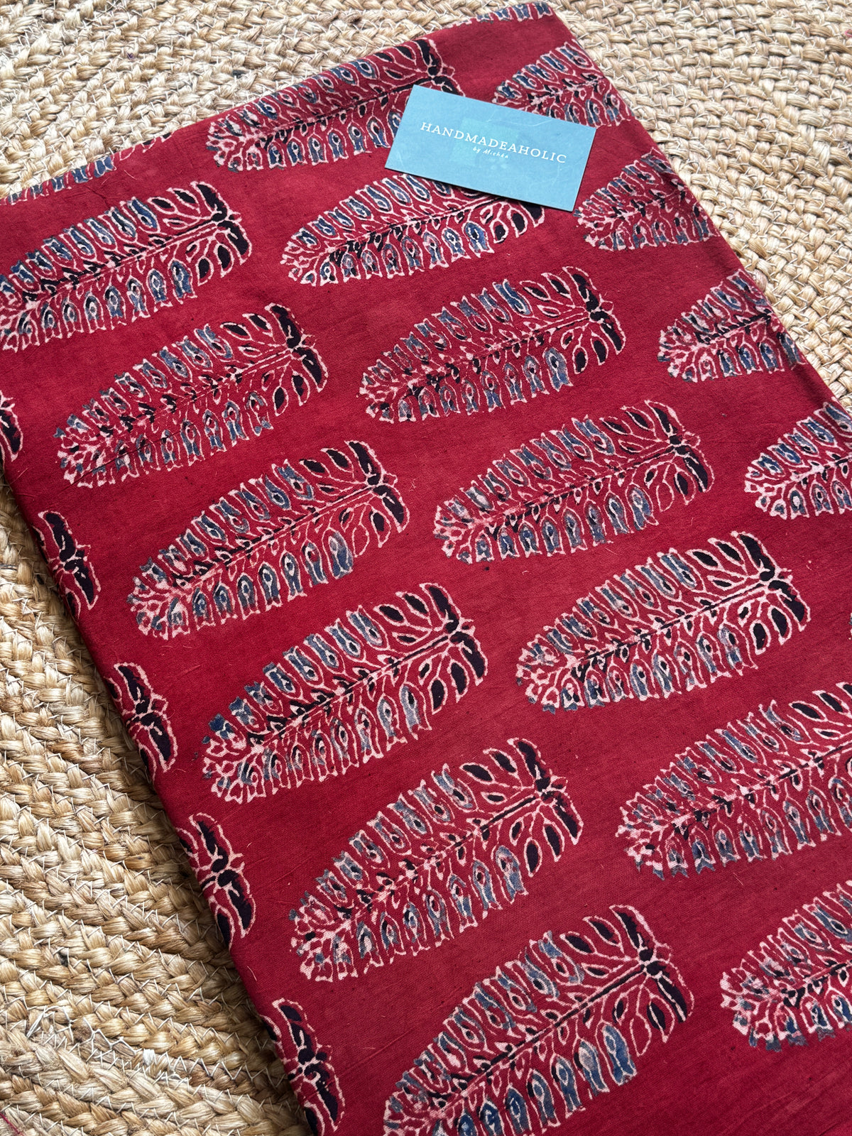 NATURAL AJRAKH HANDBLOCK COTTON FABRIC