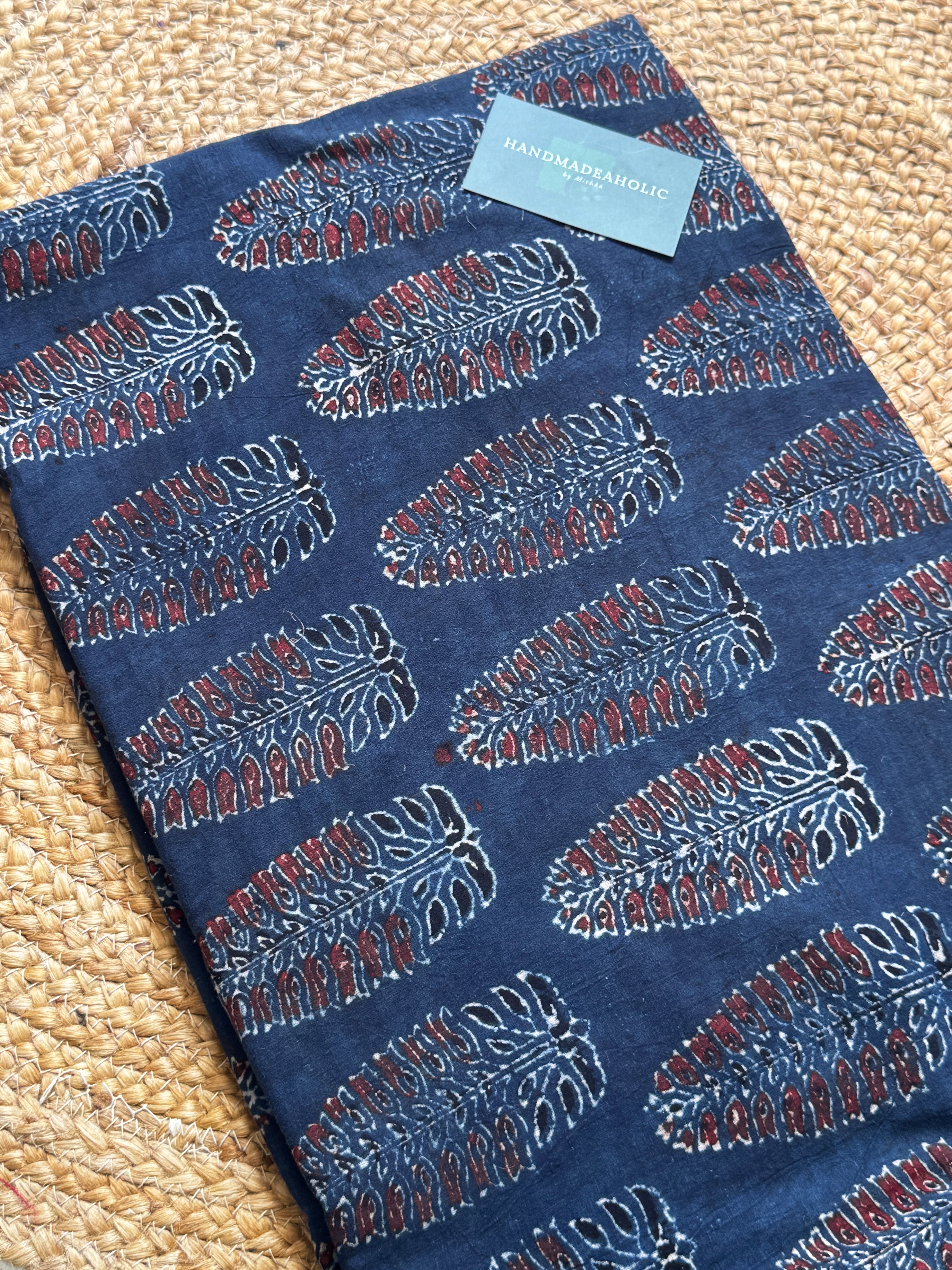 NATURAL AJRAKH HANDBLOCK COTTON FABRIC