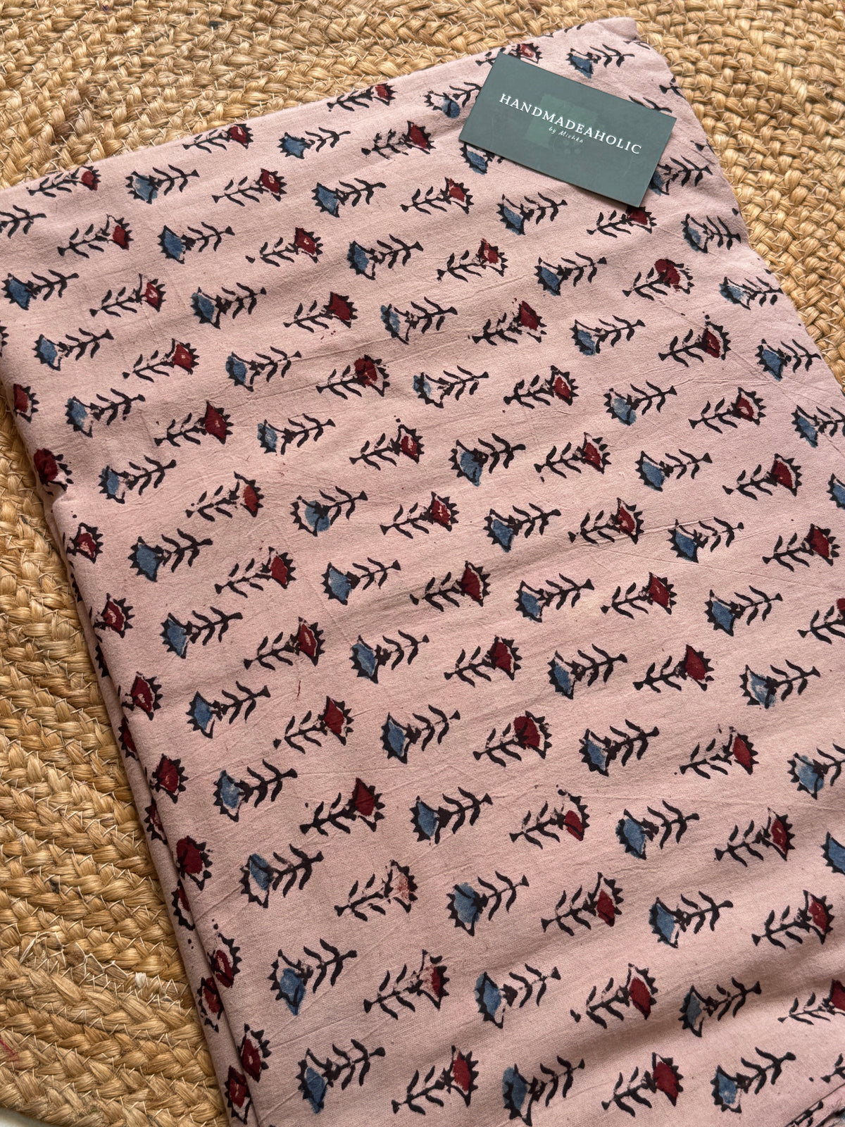 NATURAL AJRAKH HANDBLOCK COTTON FABRIC
