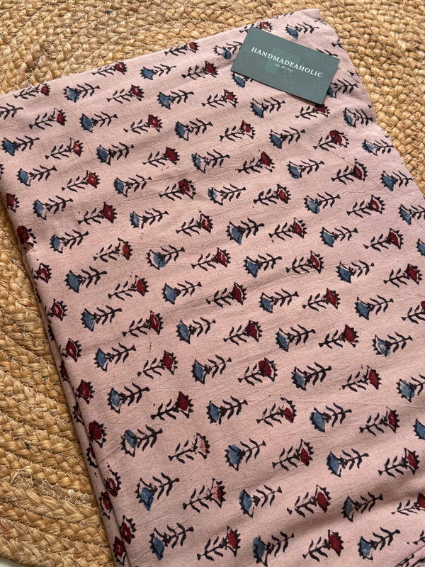 NATURAL AJRAKH HANDBLOCK COTTON FABRIC