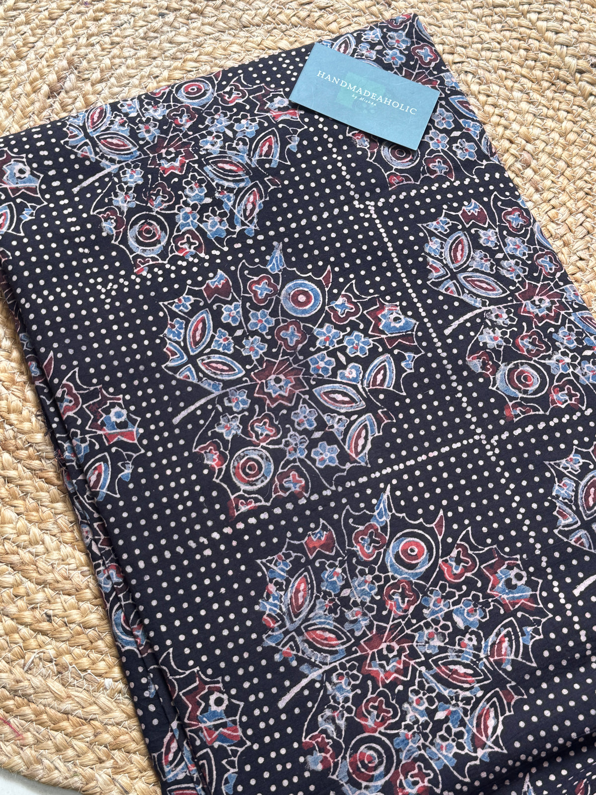NATURAL AJRAKH HANDBLOCK COTTON FABRIC