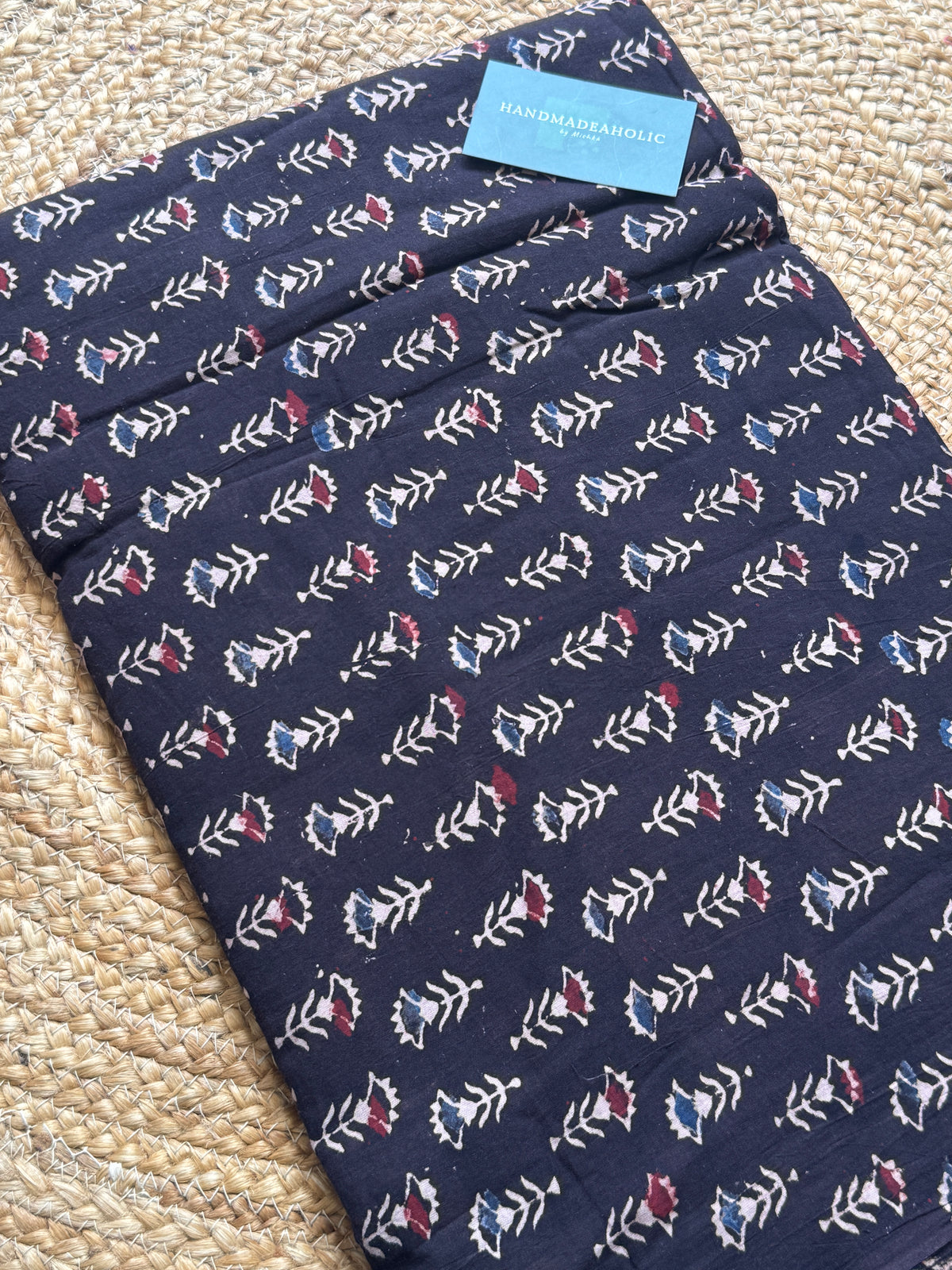 NATURAL AJRAKH HANDBLOCK COTTON FABRIC