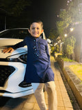 DARK BLUE MIRROR BOYS KURTA - handmadeaholicmishka