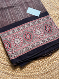 NATURAL AJRAKH PANEL HANDBLOCK COTTON FABRIC