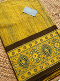 NATURAL AJRAKH PANEL HANDBLOCK COTTON FABRIC