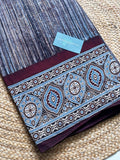 NATURAL AJRAKH PANEL HANDBLOCK COTTON FABRIC