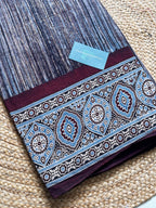 NATURAL AJRAKH PANEL HANDBLOCK COTTON FABRIC