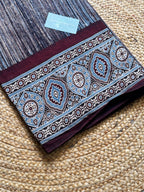 NATURAL AJRAKH PANEL HANDBLOCK COTTON FABRIC