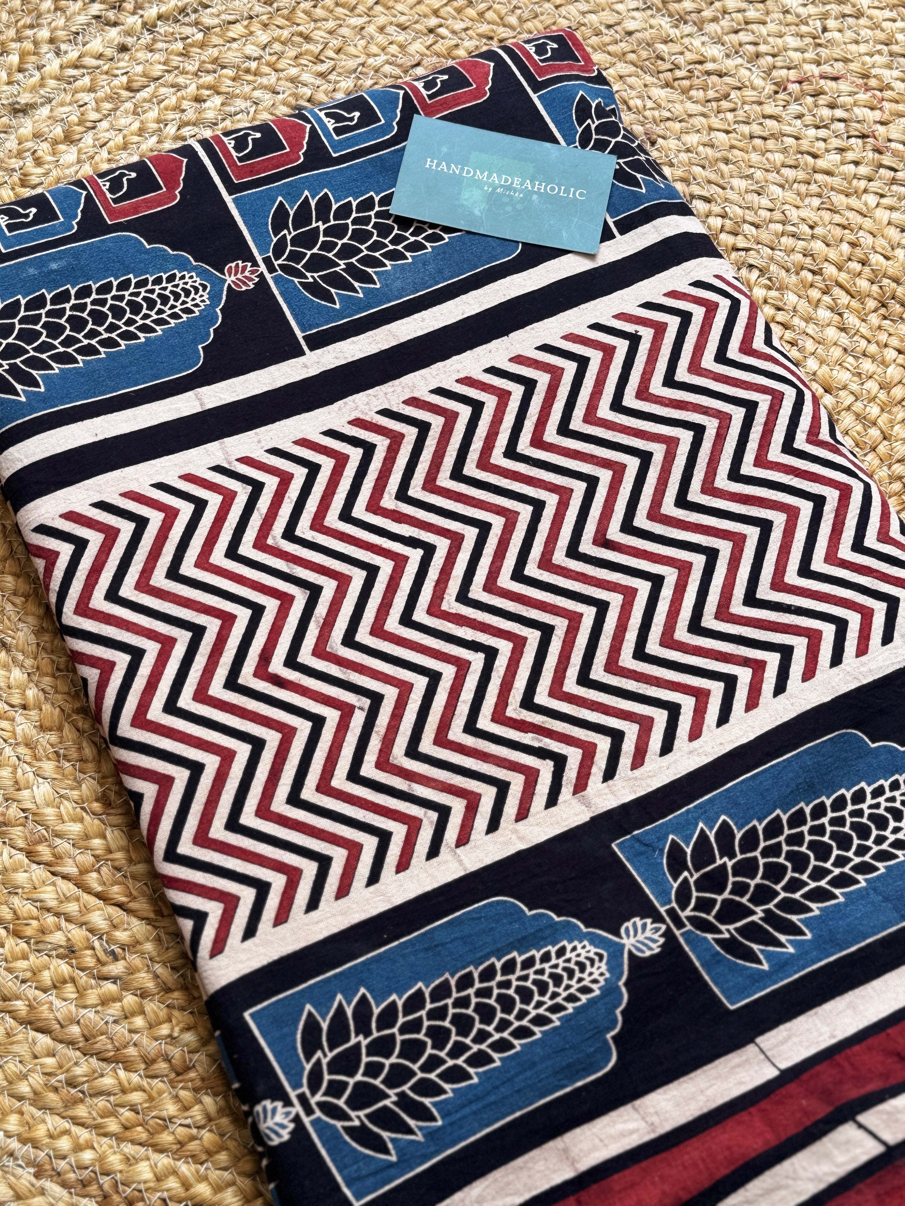 NATURAL AJRAKH HANDBLOCK COTTON FABRIC