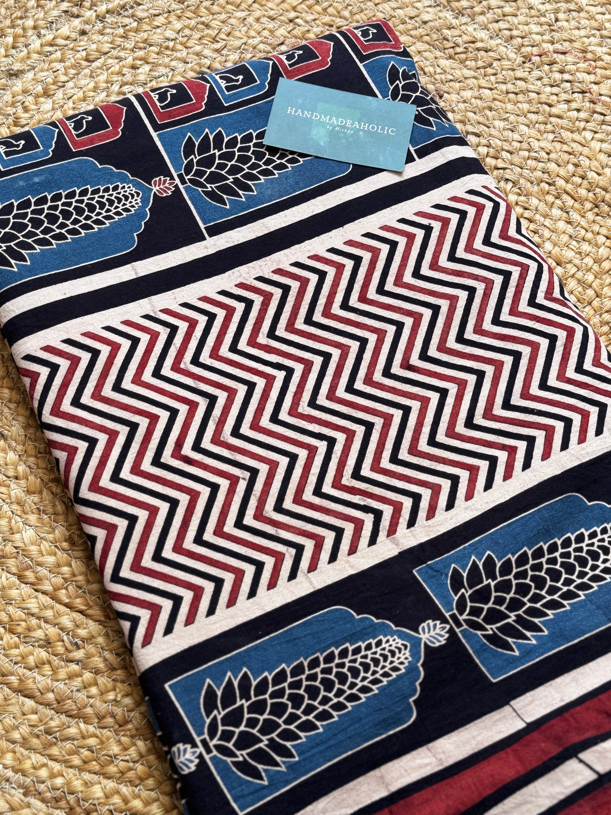 NATURAL AJRAKH HANDBLOCK COTTON FABRIC