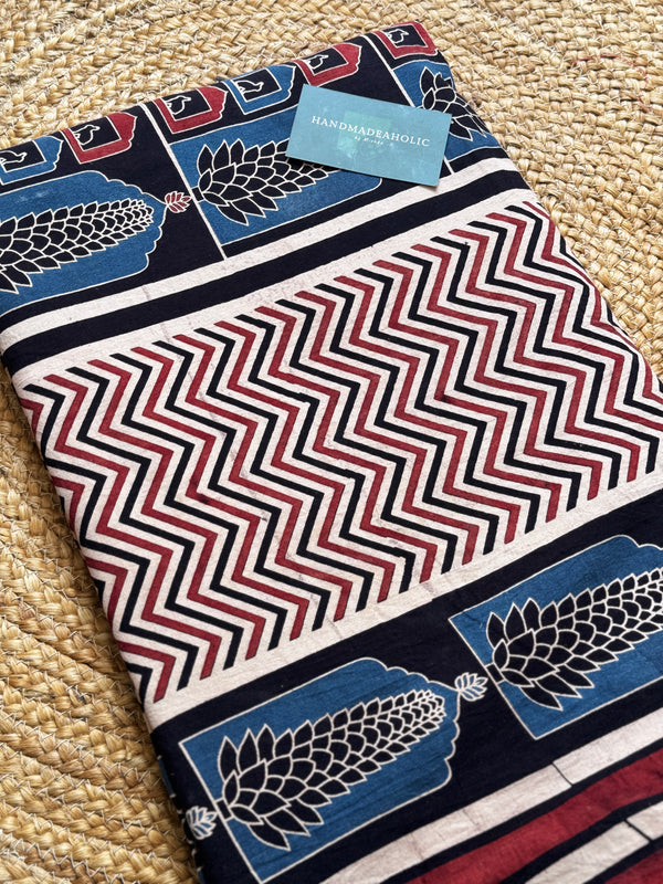 NATURAL AJRAKH HANDBLOCK COTTON FABRIC