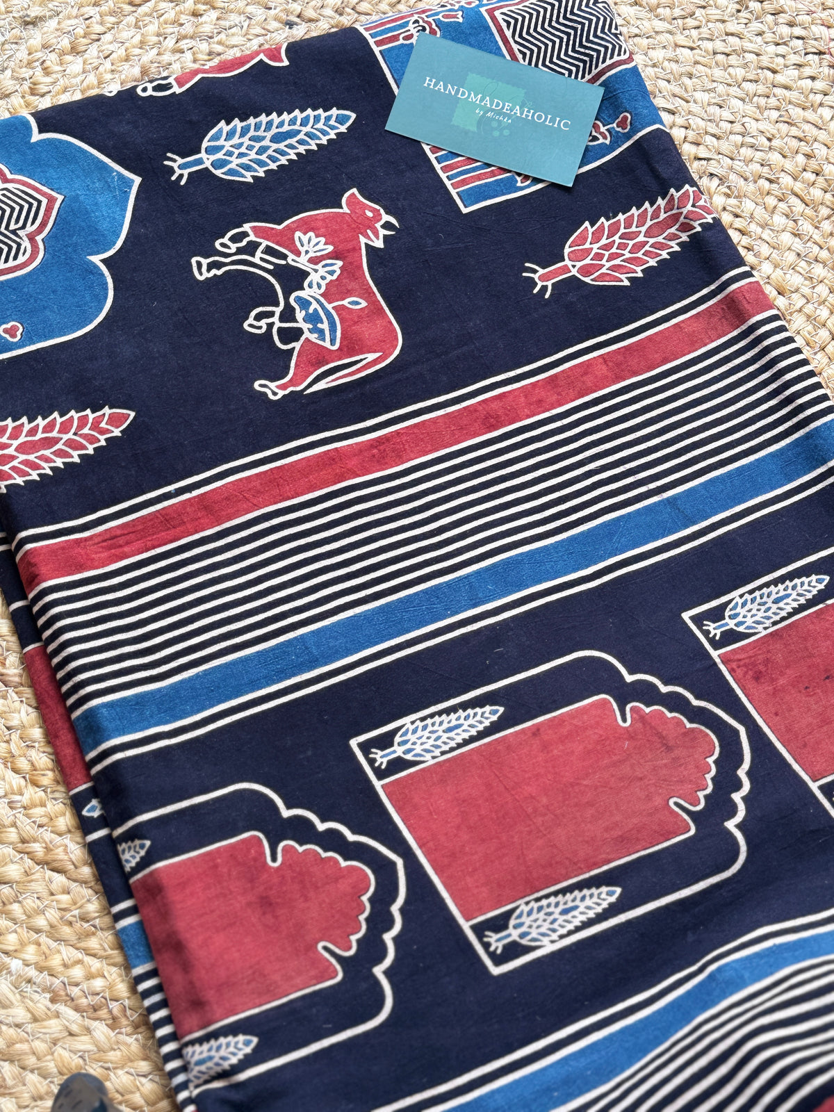 NATURAL AJRAKH HANDBLOCK COTTON FABRIC