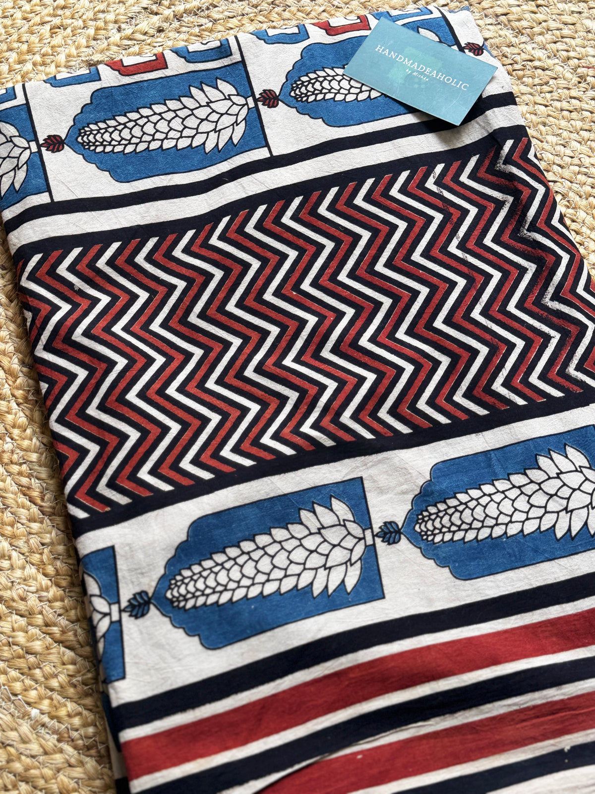 NATURAL AJRAKH HANDBLOCK COTTON FABRIC