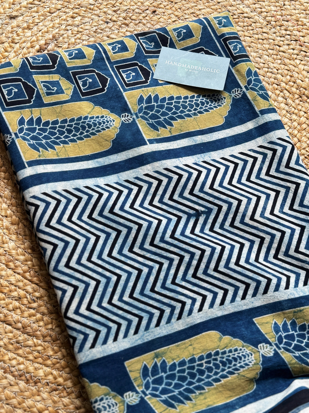 NATURAL AJRAKH HANDBLOCK COTTON FABRIC