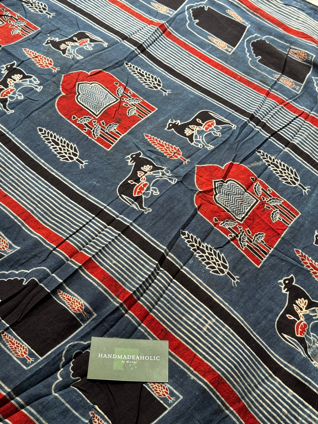 NATURAL AJRAKH HANDBLOCK COTTON FABRIC