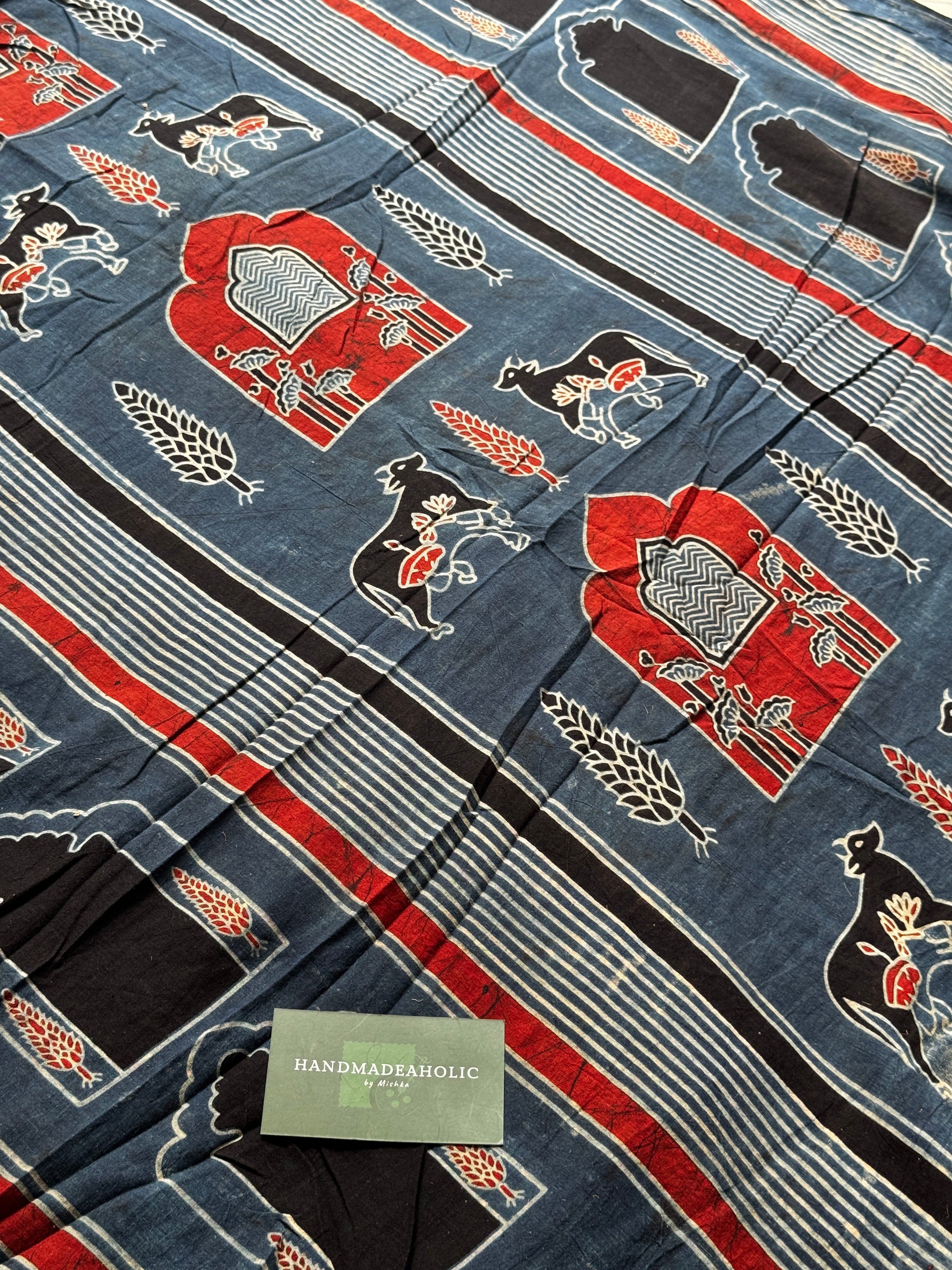 NATURAL AJRAKH HANDBLOCK COTTON FABRIC