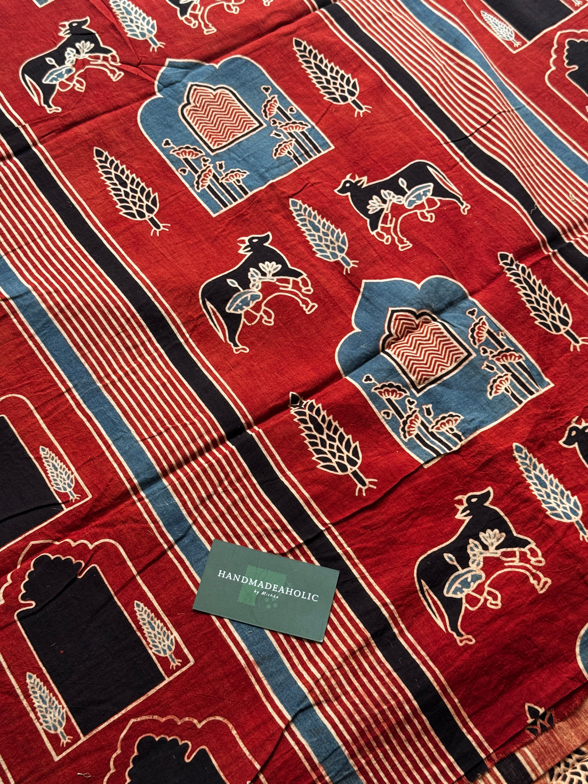 NATURAL AJRAKH HANDBLOCK COTTON FABRIC