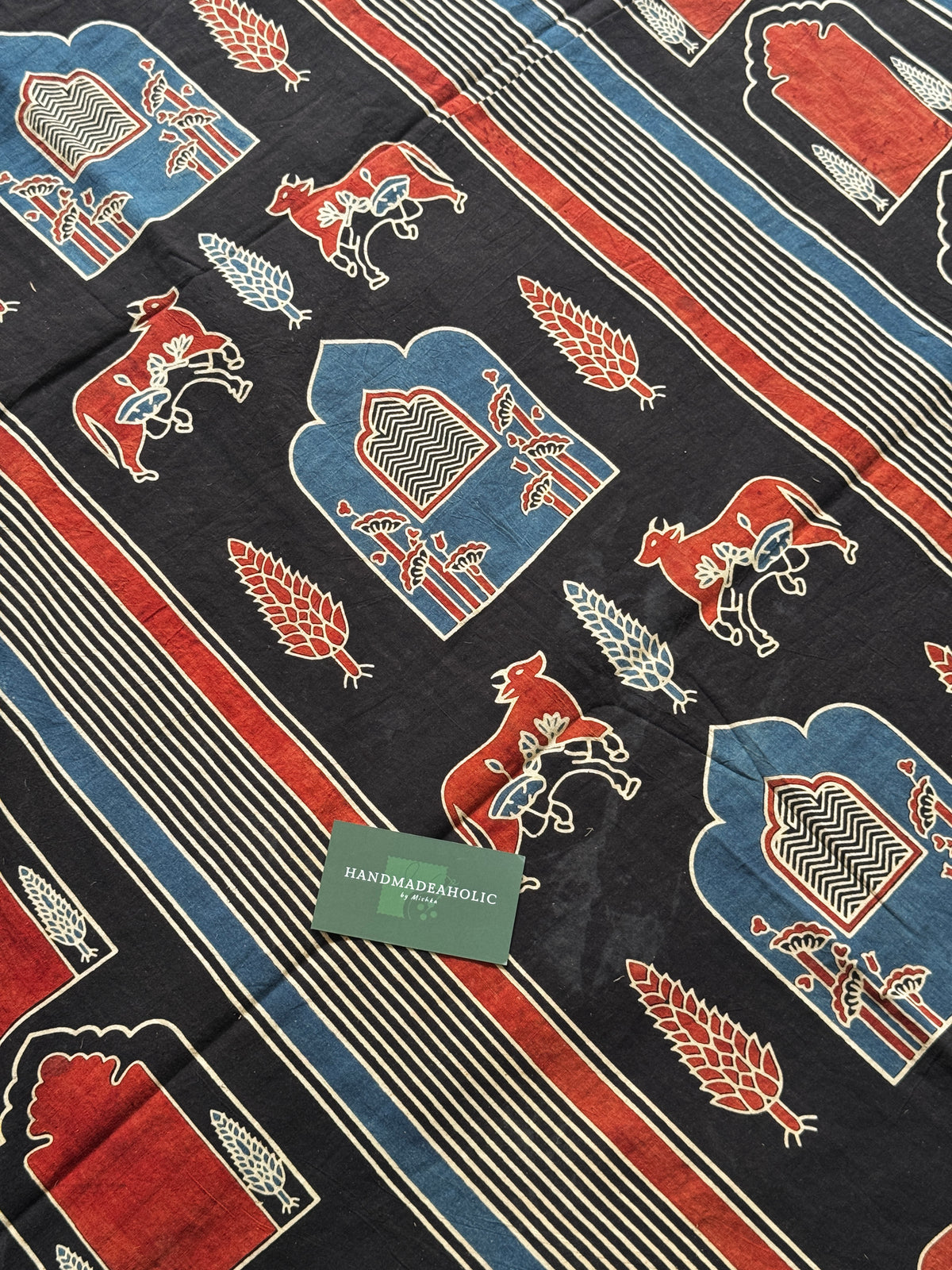 NATURAL AJRAKH HANDBLOCK COTTON FABRIC