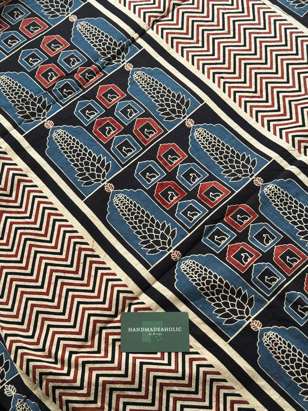 NATURAL AJRAKH HANDBLOCK COTTON FABRIC