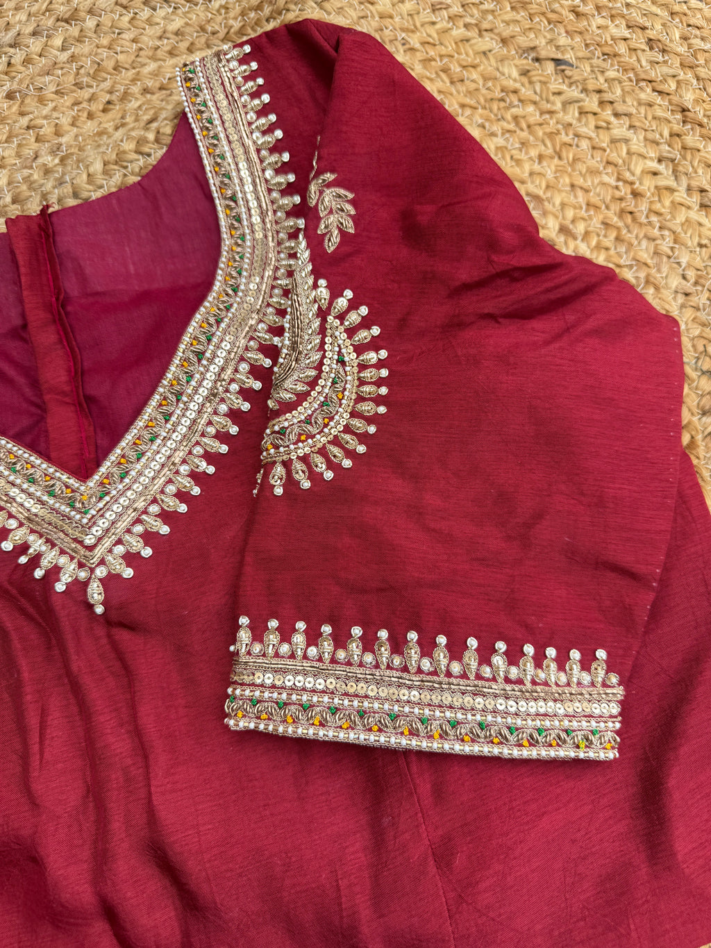 MAROON SILK HANDWORK BLOUSE HANDMADEAHOLIC BY MISHKA